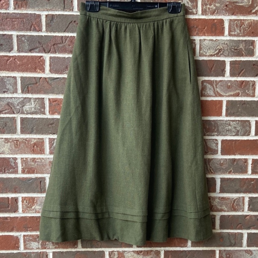 Wool, German made Classic Olive A-Line Skirt